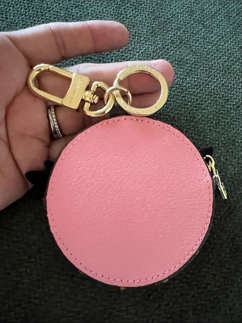Brown Monogram Owl Key & Card Holder with Pink and White Accents